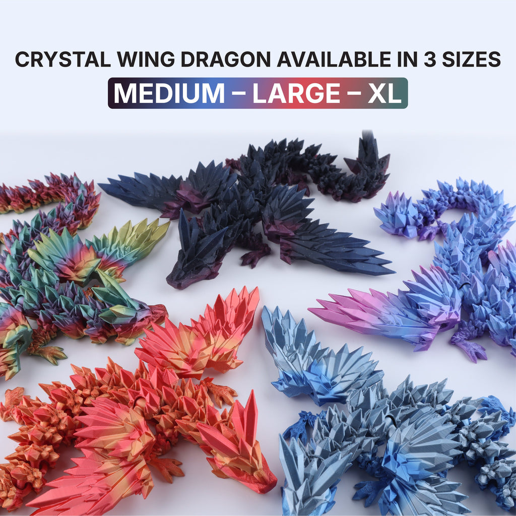3D Printed Crystal Wing Dragon – Articulated Fidget & Desk Toy