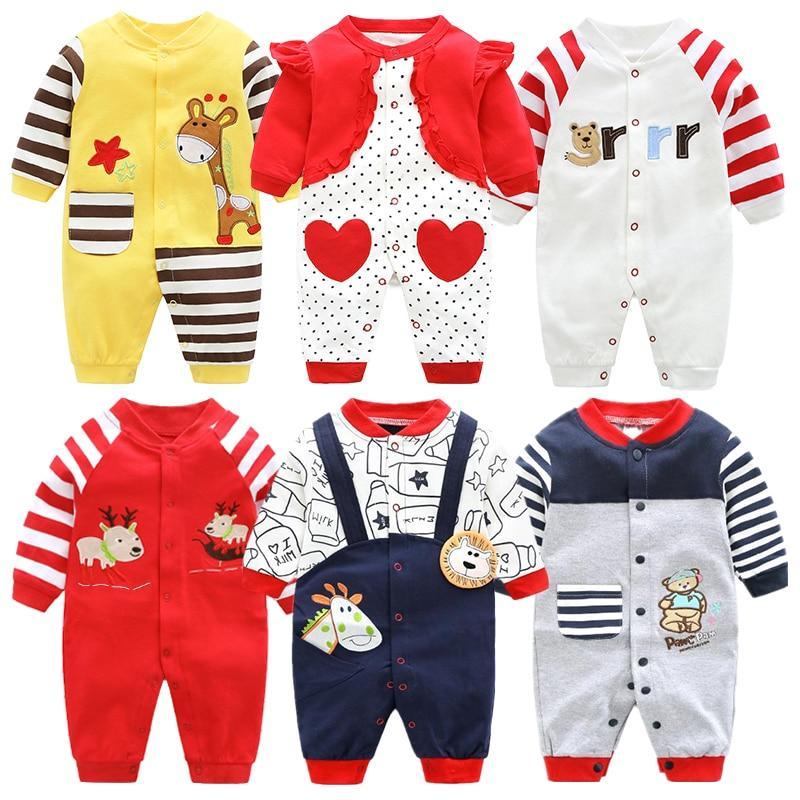 Printed Long-Sleeve Cotton Baby Romper