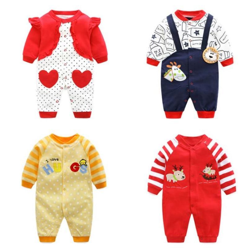 Printed Long-Sleeve Cotton Baby Romper