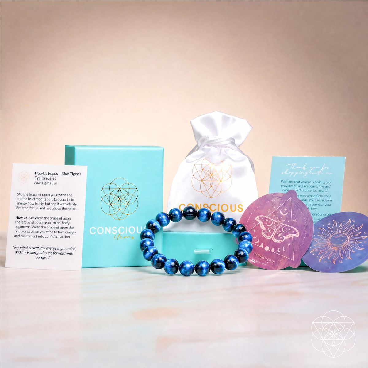 Hawk's Focus – Royal Blue Tiger's Eye Bracelet for Clarity & Mental Strength