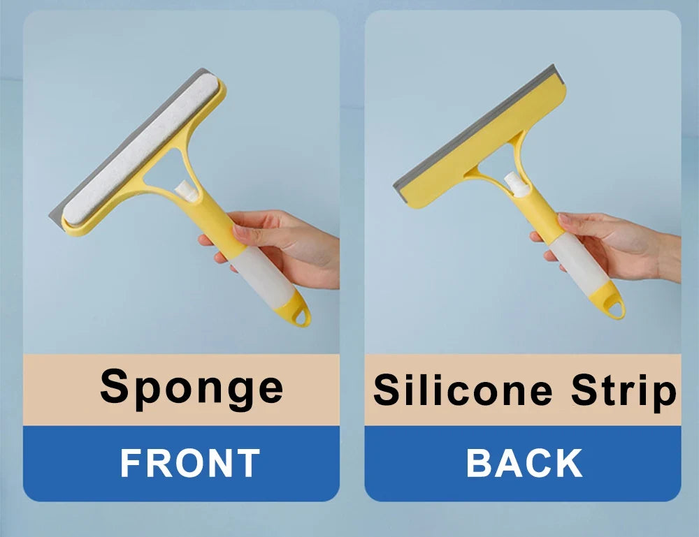 3-in-1 Window Cleaning Squeegee with Spray Bottle & Microfiber Scrub