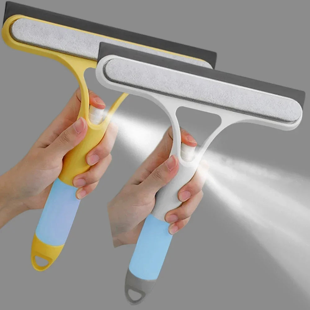 3-in-1 Window Cleaning Squeegee with Spray Bottle & Microfiber Scrub