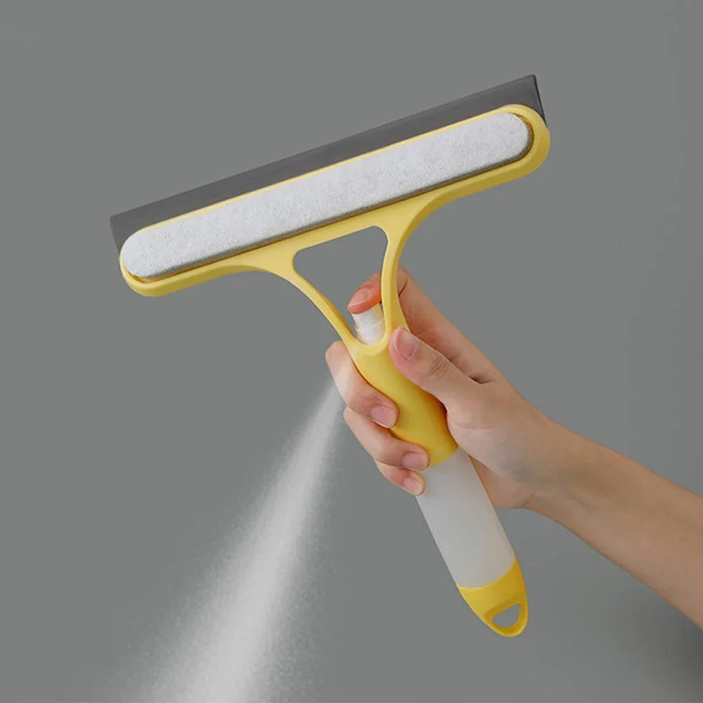 3-in-1 Window Cleaning Squeegee with Spray Bottle & Microfiber Scrub