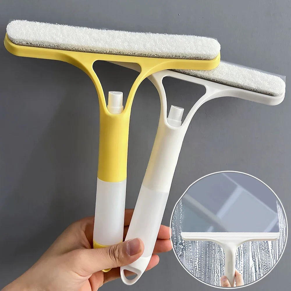 3-in-1 Window Cleaning Squeegee with Spray Bottle & Microfiber Scrub