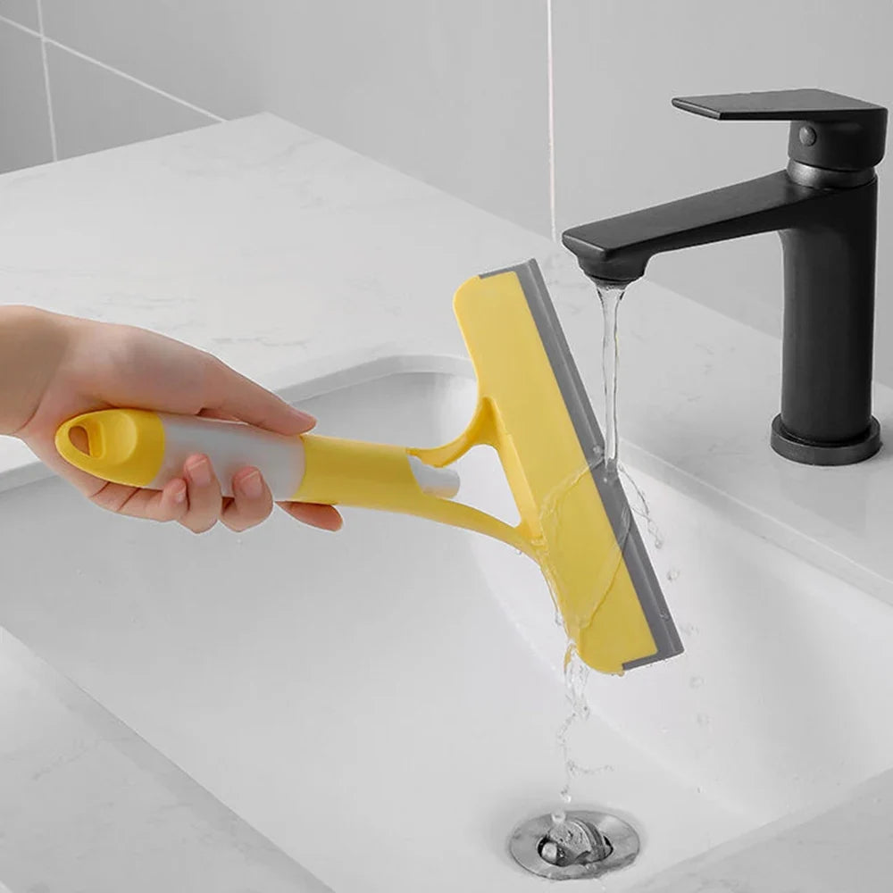 3-in-1 Window Cleaning Squeegee with Spray Bottle & Microfiber Scrub