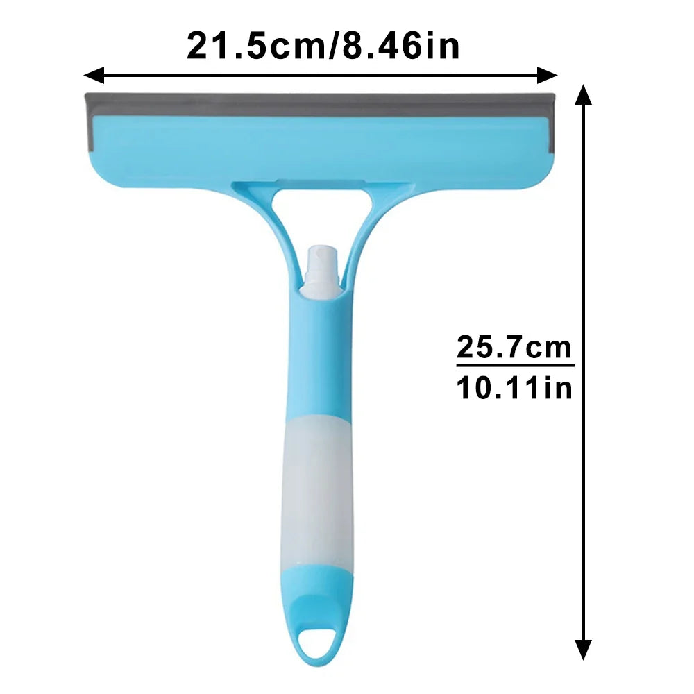3-in-1 Window Cleaning Squeegee with Spray Bottle & Microfiber Scrub