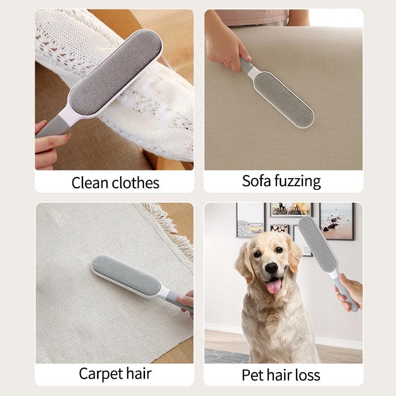 Reusable Pet Hair Remover Brush with Self-Cleaning Base