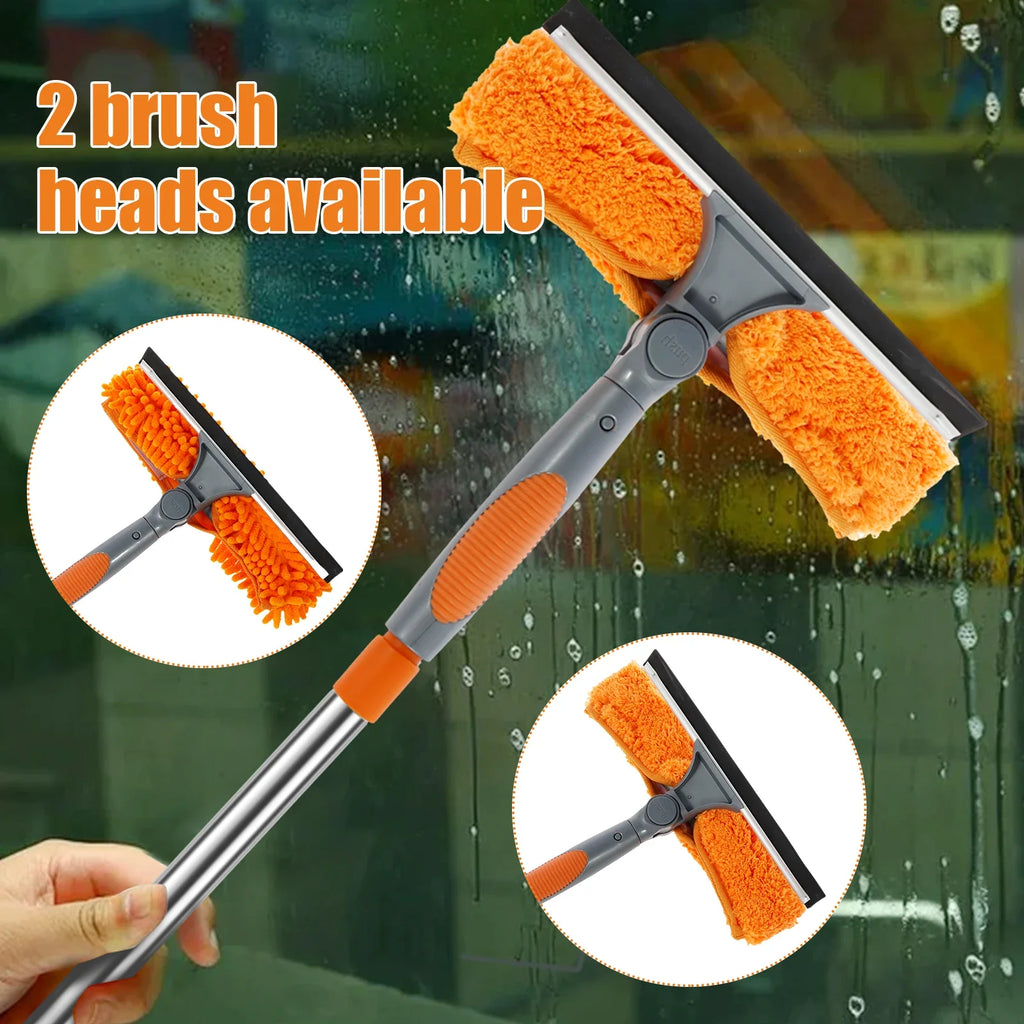 2-in-1 Window Cleaning Kit with Extendable Pole (100-420CM) – Squeegee & Duster Mop