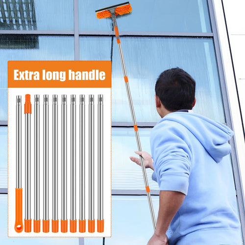 2-in-1 Window Cleaning Kit with Extendable Pole (100-420CM) – Squeegee & Duster Mop