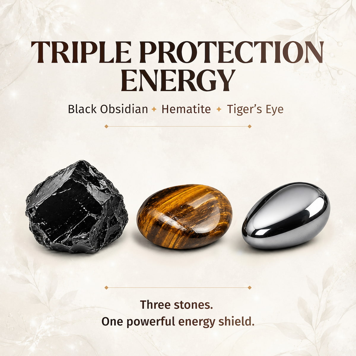 Triple Protection Bracelet – Hematite, Black Obsidian & Tiger's Eye Crystal Jewelry