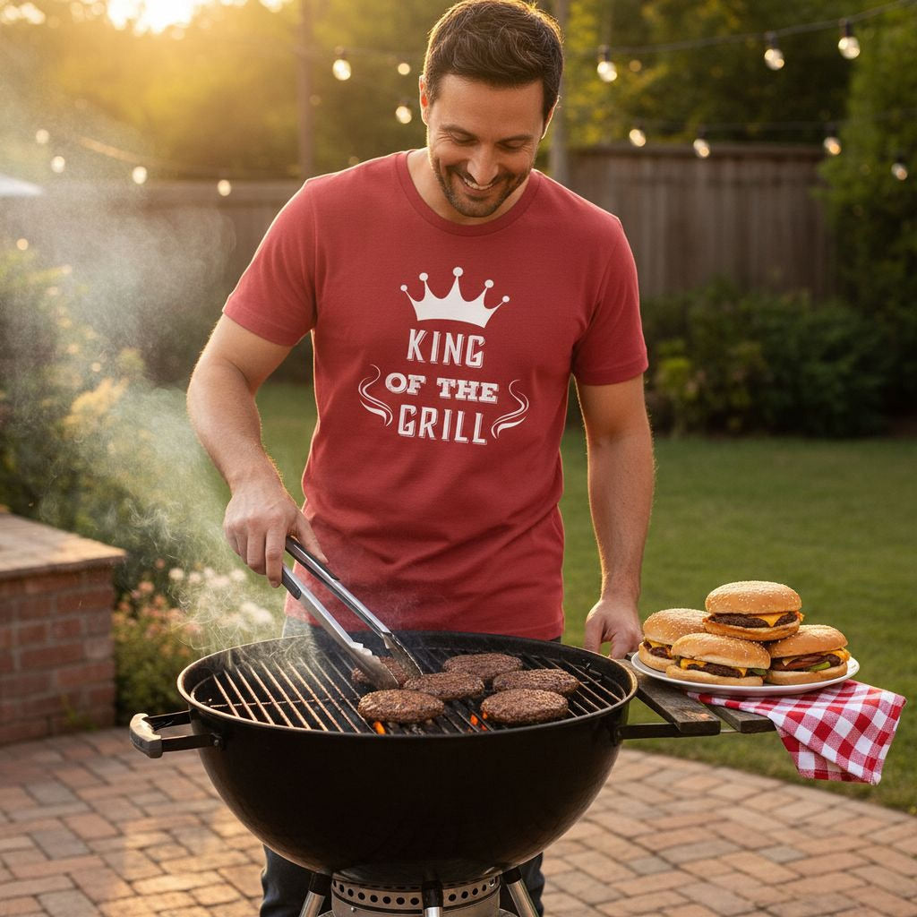 Men's Grill T-Shirt – King of the Grill | BBQ Cooking Gift for Dad & Grilling Gift Idea