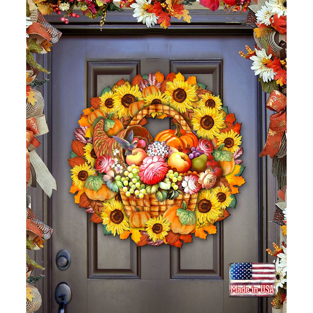 Thanksgiving Holiday Door Wreath - Seasonal Decor by G. DeBrekht