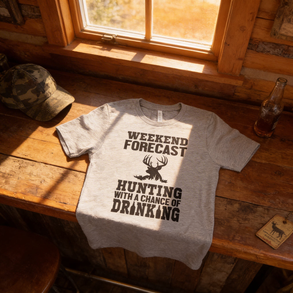 Hunting Gift for Men – Hunting with a Chance of Drinking T-Shirt | Funny Men's Shirt
