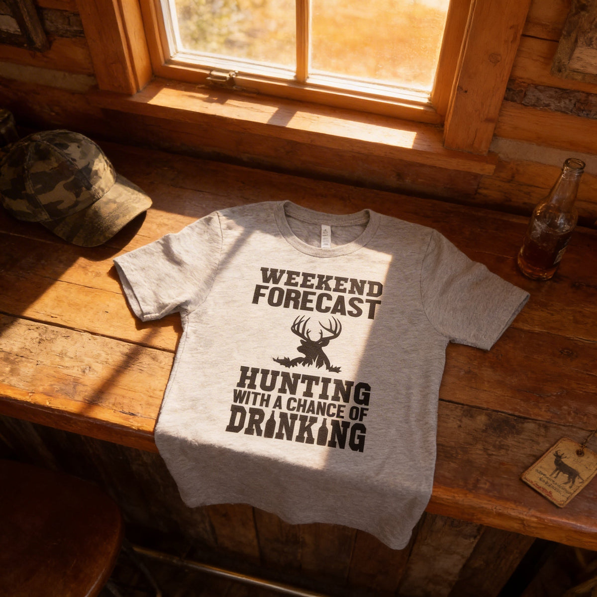 Hunting Gift for Men – Hunting with a Chance of Drinking T-Shirt | Funny Men's Shirt