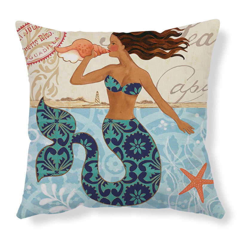 Ocean Animal Throw Pillow Covers – Linen Cushion Cases for Sofa & Home