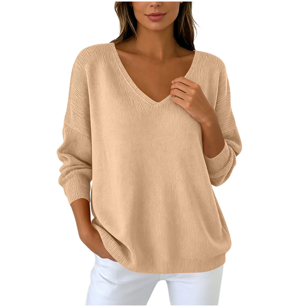 Women’s Relaxed-Fit V-Neck Knit Sweater