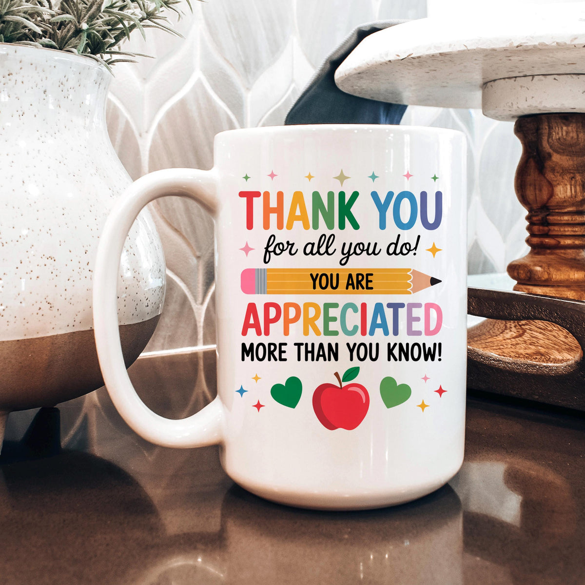 Teacher Appreciation Mug – Colorful Ceramic Coffee Cup | Thank You Gift
