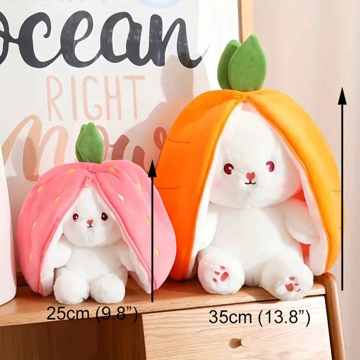 Reversible Strawberry Bunny Plush – Hide & Seek Transforming Stuffed Animal