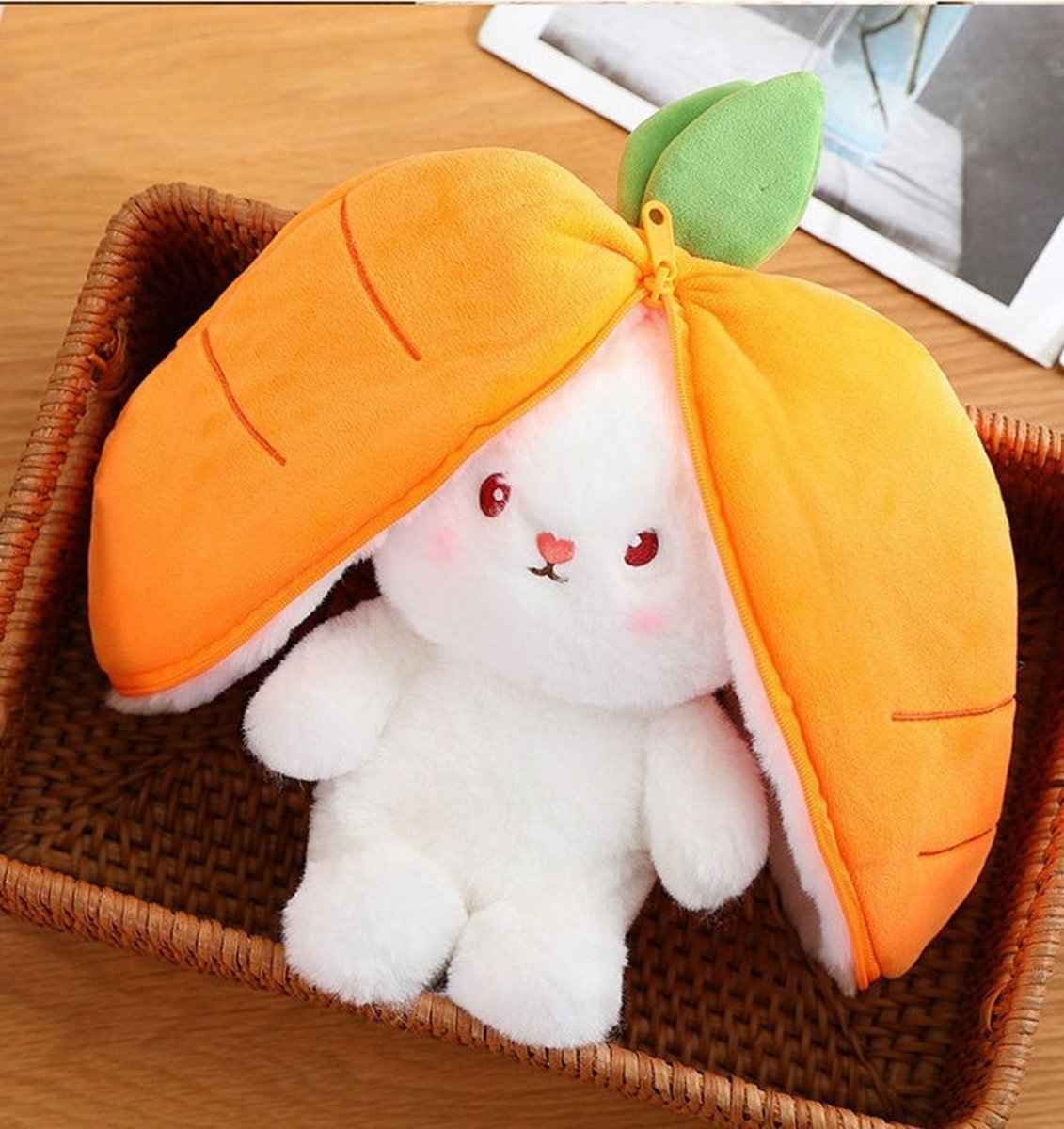 Reversible Strawberry Bunny Plush – Hide & Seek Transforming Stuffed Animal