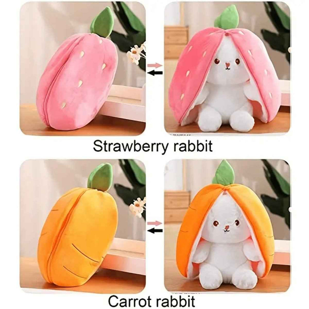 Reversible Strawberry Bunny Plush – Hide & Seek Transforming Stuffed Animal