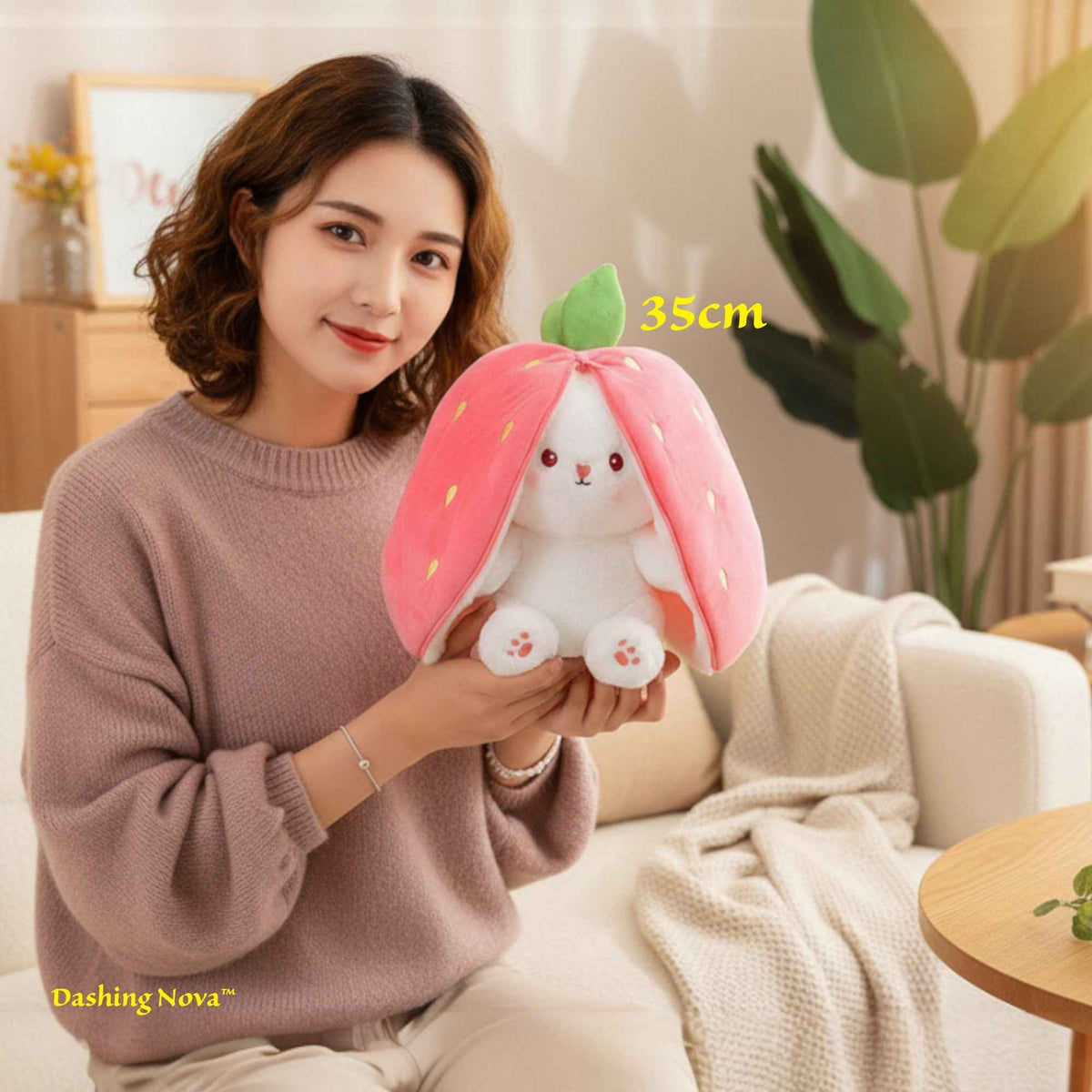 Reversible Strawberry Bunny Plush – Hide & Seek Transforming Stuffed Animal