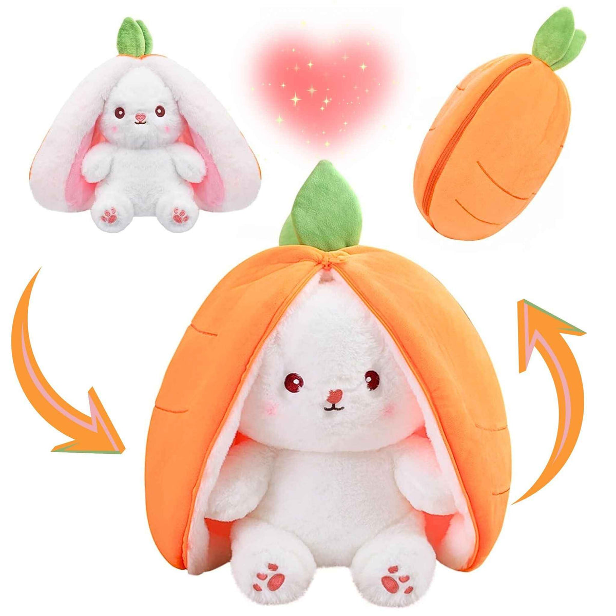 Reversible Strawberry Bunny Plush – Hide & Seek Transforming Stuffed Animal