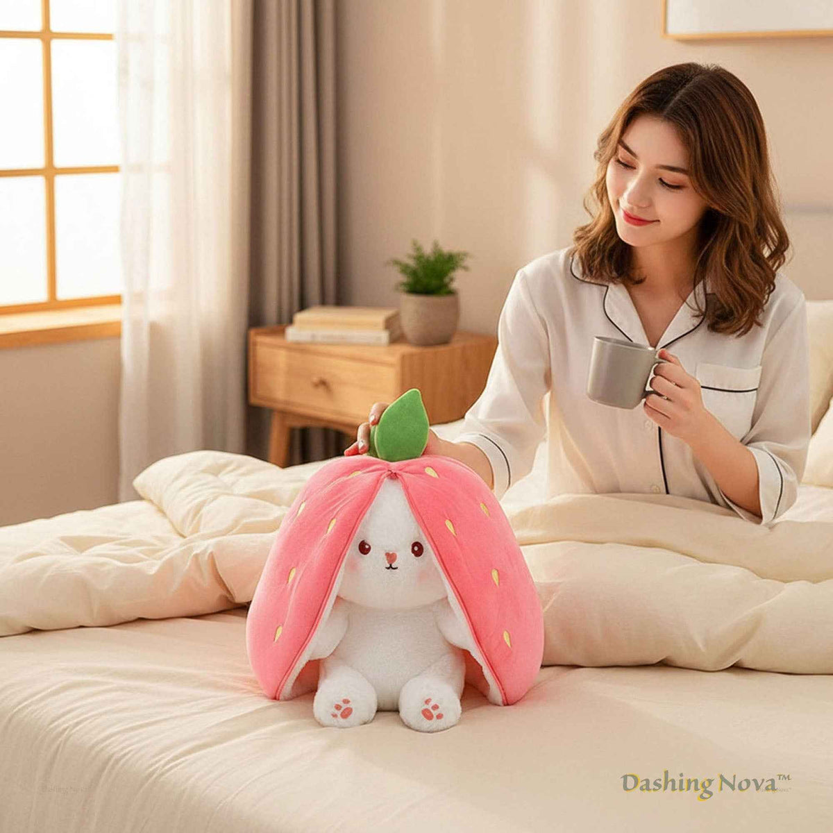 Reversible Strawberry Bunny Plush – Hide & Seek Transforming Stuffed Animal
