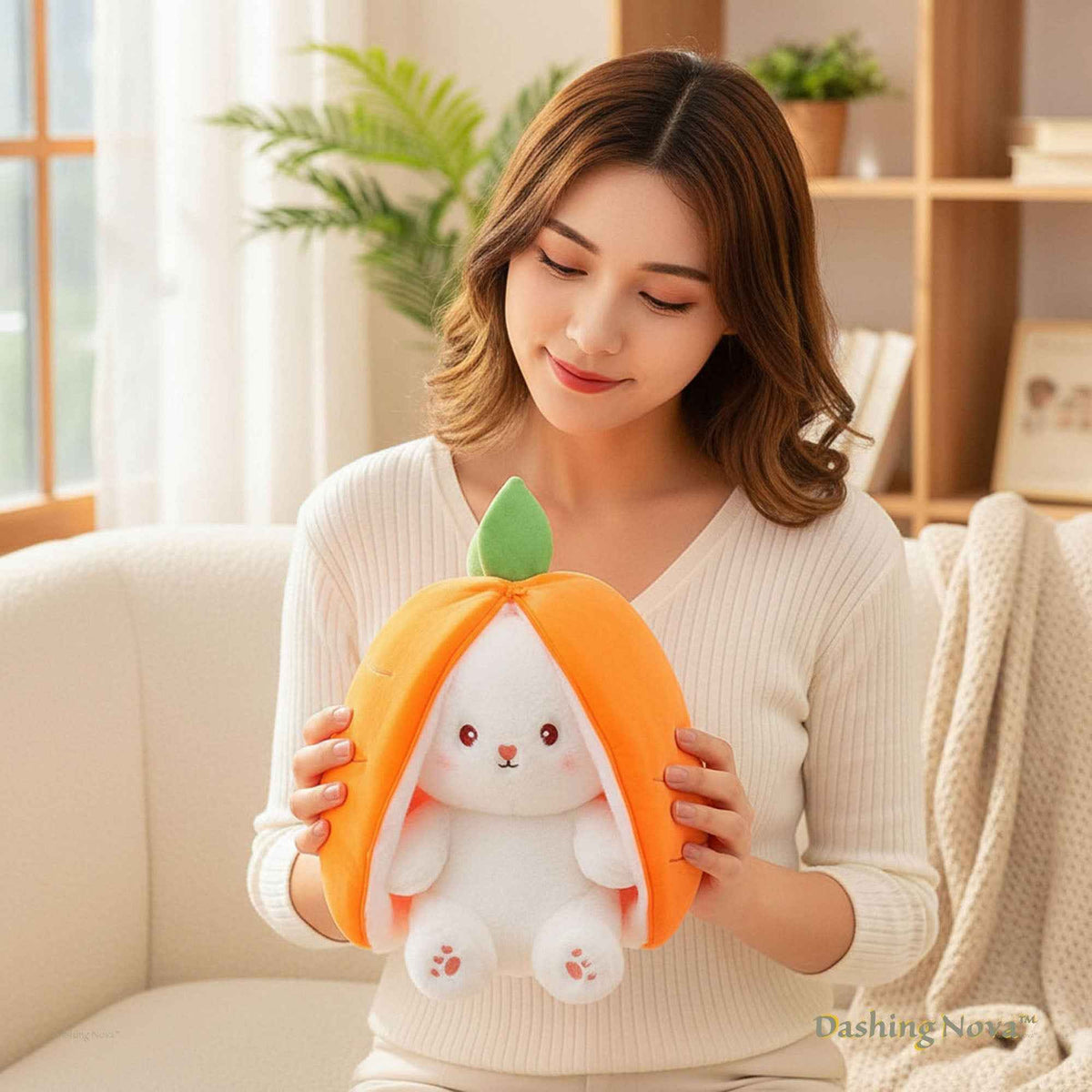 Reversible Strawberry Bunny Plush – Hide & Seek Transforming Stuffed Animal