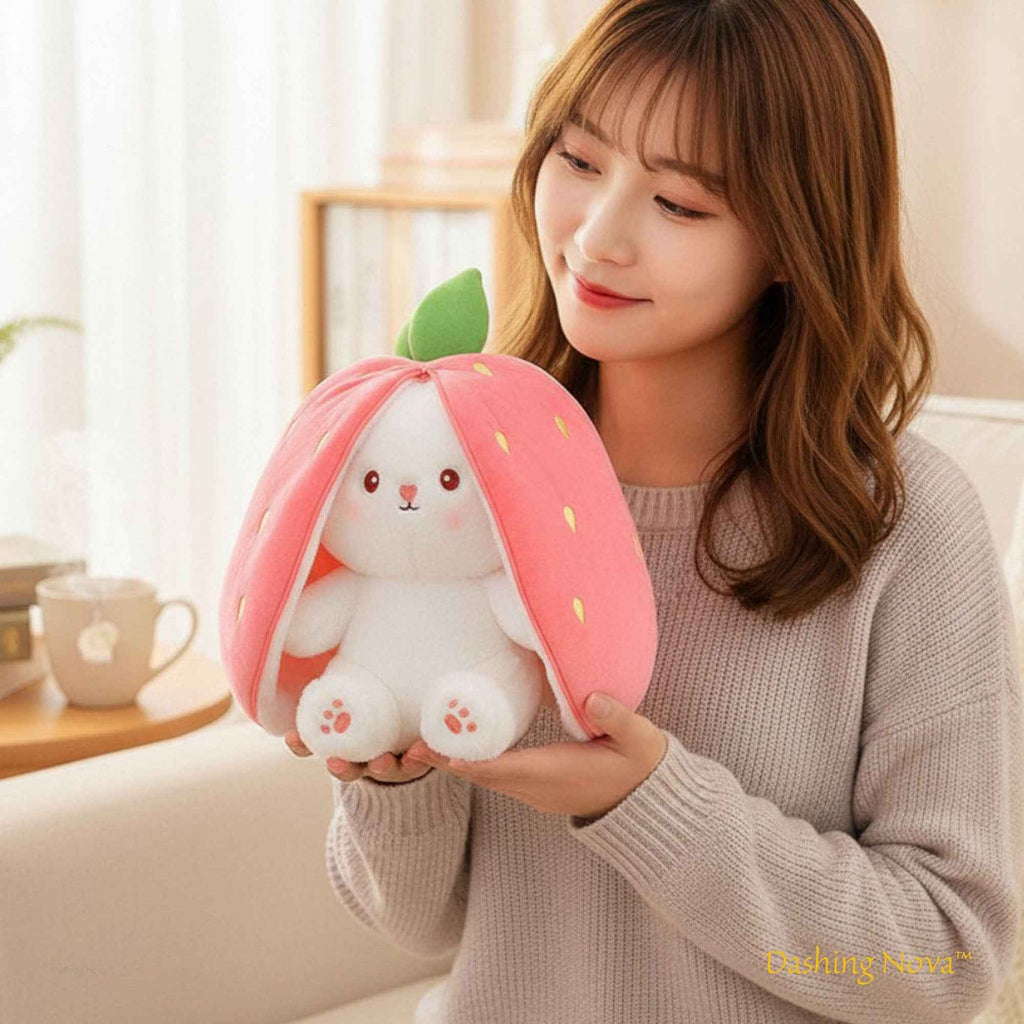 Reversible Strawberry Bunny Plush – Hide & Seek Transforming Stuffed Animal