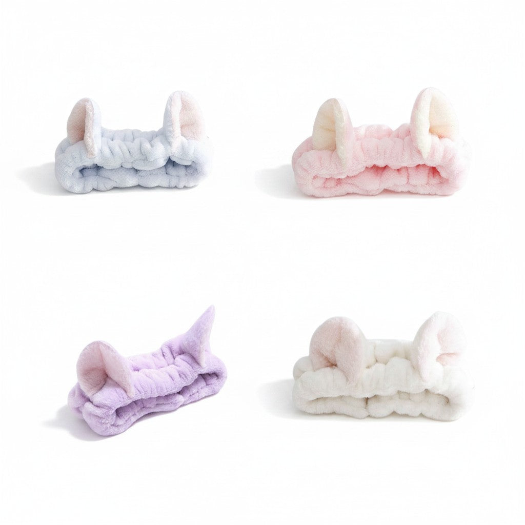 Cat Ear Spa Headbands – 4-Color Set