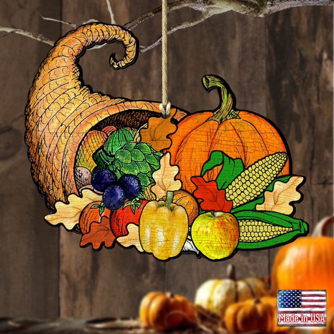 Give A Thanks Wooden Ornaments - Thanksgiving Decor by G. DeBrekht