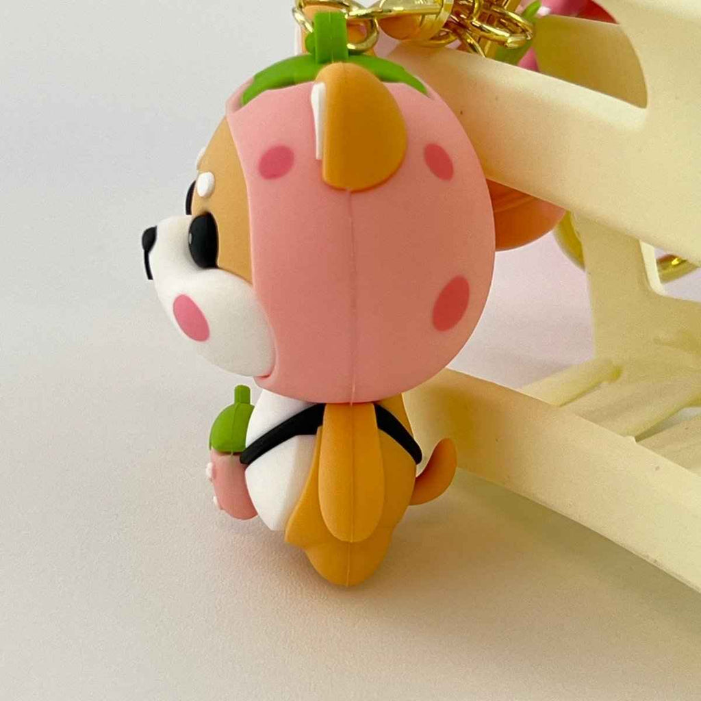 Strawberry Shiba Inu Keychain – Kawaii Bag Charm | Cute Gift for Her