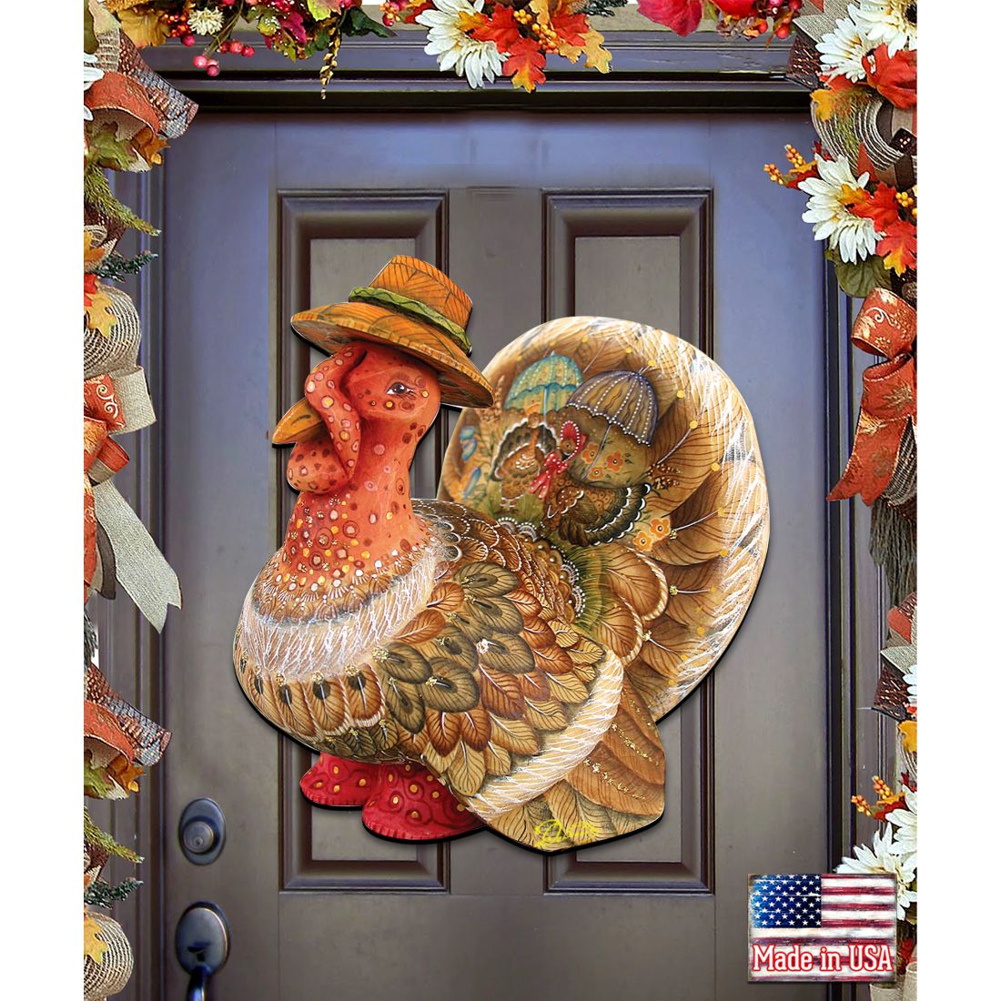 Tom the Turkey Thanksgiving Door Decor by G. DeBrekht