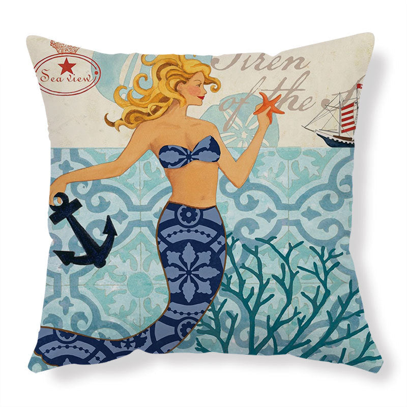 Ocean Animal Throw Pillow Covers – Linen Cushion Cases for Sofa & Home