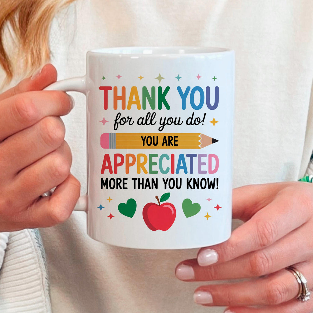 Teacher Appreciation Mug – Colorful Ceramic Coffee Cup | Thank You Gift