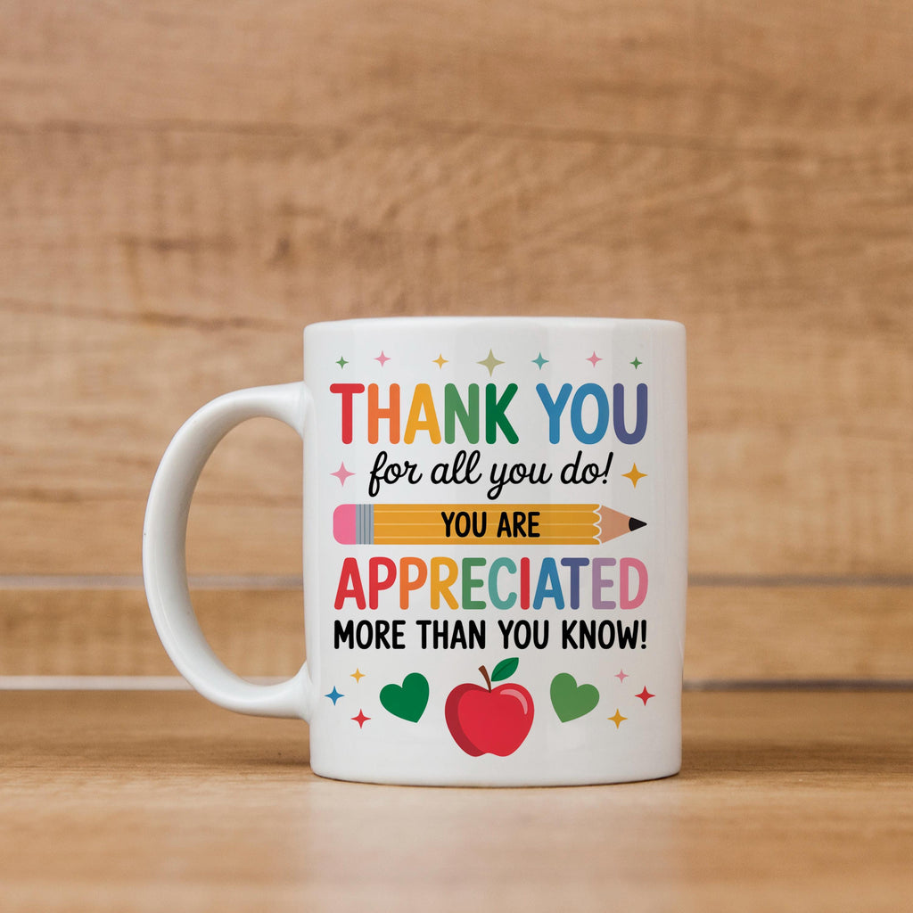 Teacher Appreciation Mug – Colorful Ceramic Coffee Cup | Thank You Gift