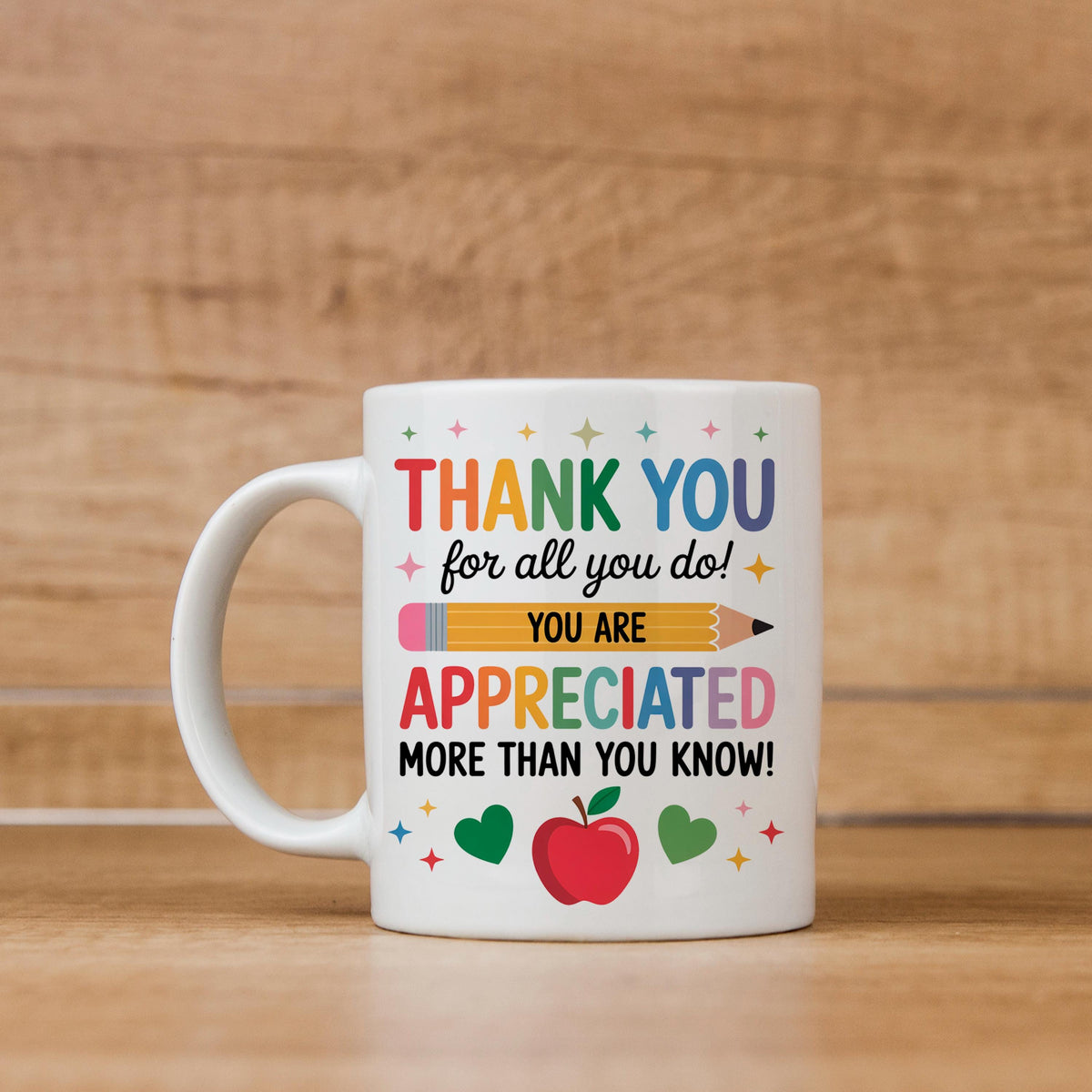 Teacher Appreciation Mug – Colorful Ceramic Coffee Cup | Thank You Gift