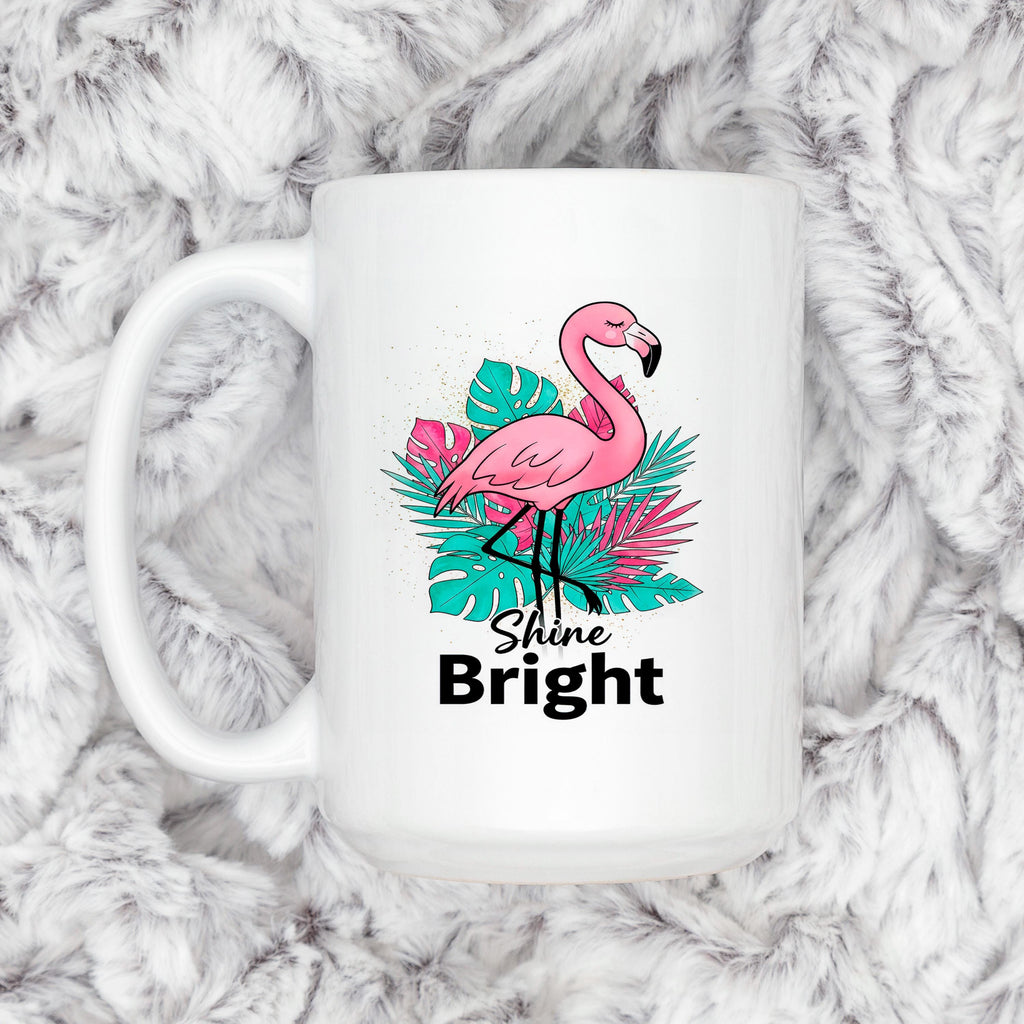 Flamingo Shine Bright Mug – Tropical Coffee Mug | Cute Flamingo Cup, Dishwasher Safe