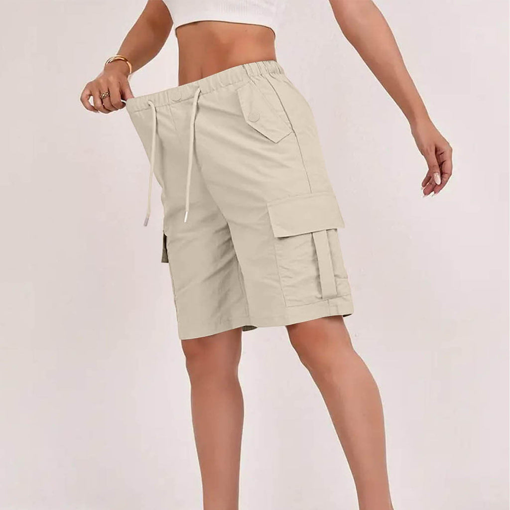 Women's High-Waisted Drawstring Shorts with Pockets