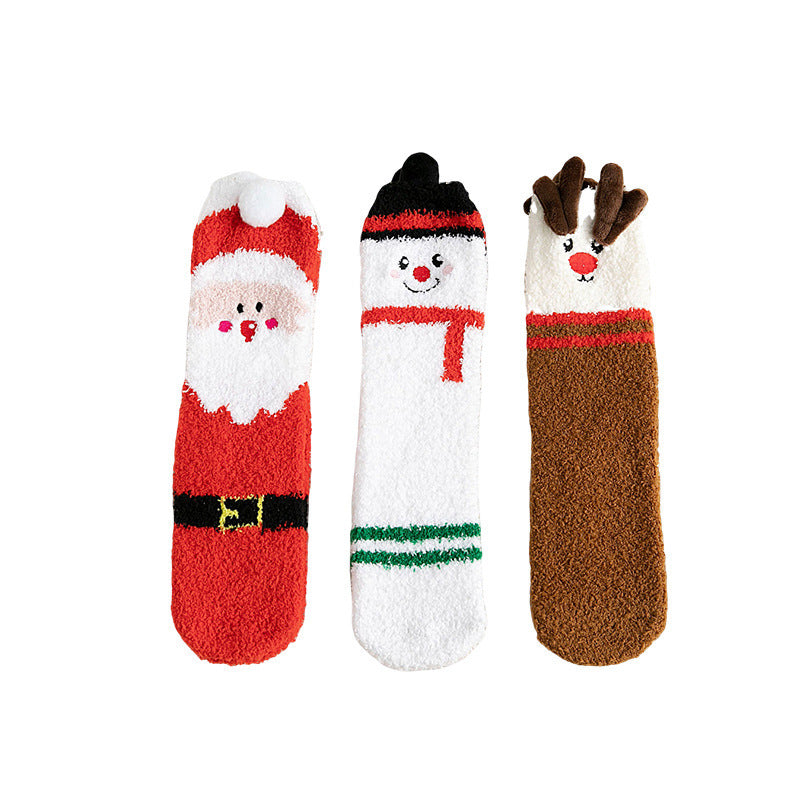 Christmas Fleece Socks – Santa, Elk & Snowman