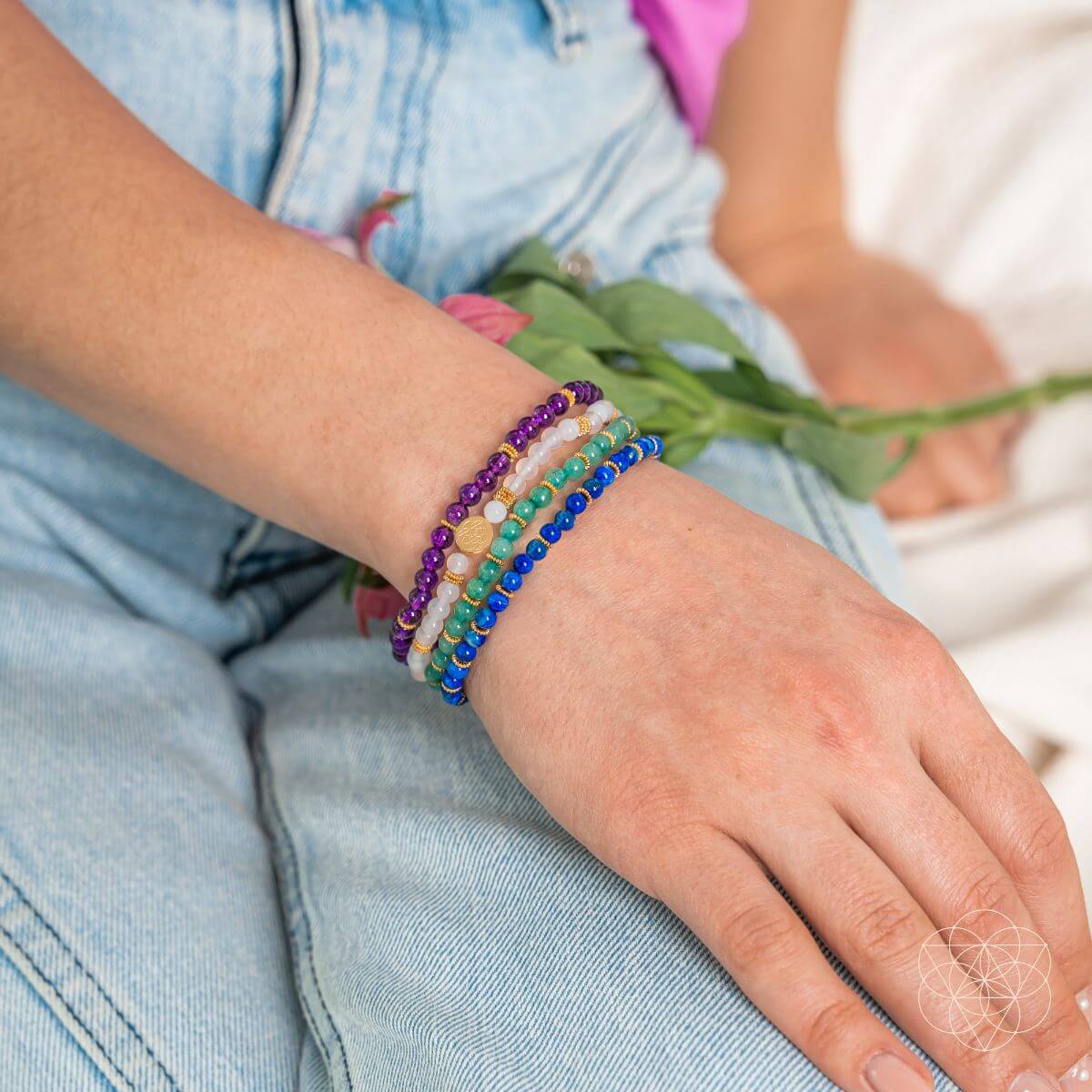 Good Karma Bracelet Set – Pack of 4 Crystal Bracelets for Luck & Success