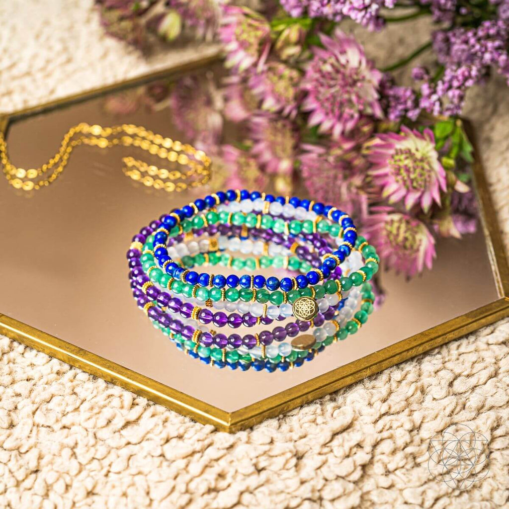 Good Karma Bracelet Set – Pack of 4 Crystal Bracelets for Luck & Success