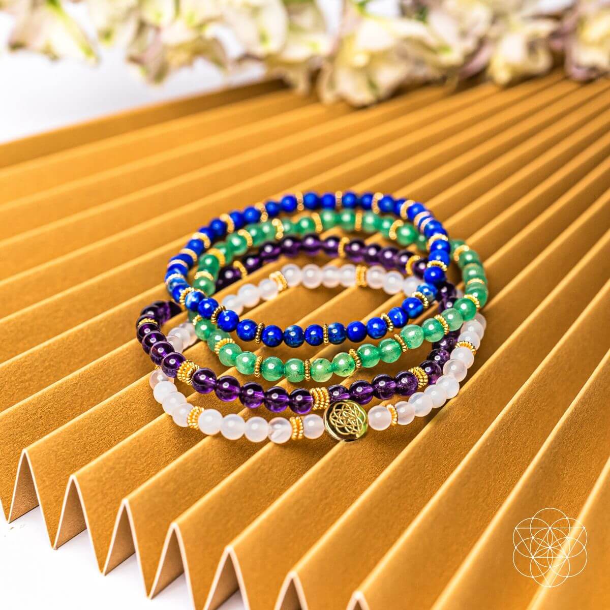 Good Karma Bracelet Set – Pack of 4 Crystal Bracelets for Luck & Success