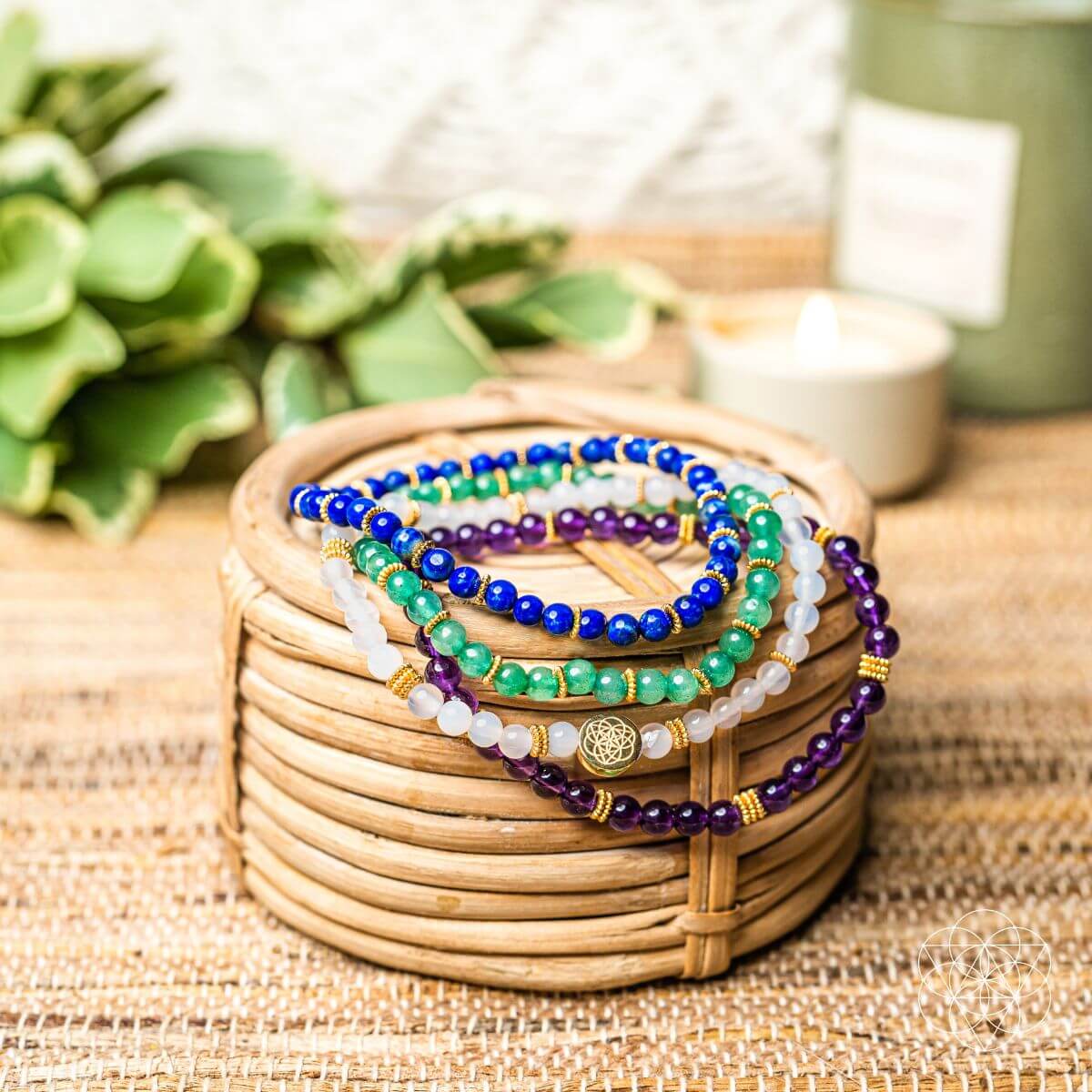 Good Karma Bracelet Set – Pack of 4 Crystal Bracelets for Luck & Success