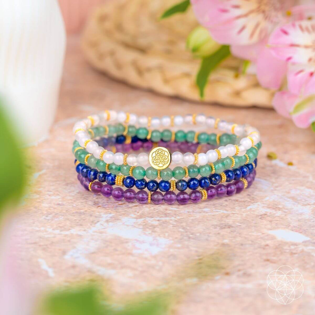 Good Karma Bracelet Set – Pack of 4 Crystal Bracelets for Luck & Success