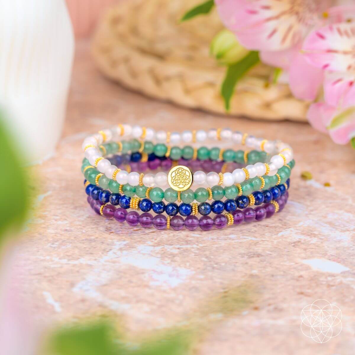 Good Karma Bracelet Set – Pack of 4 Crystal Bracelets for Luck & Success