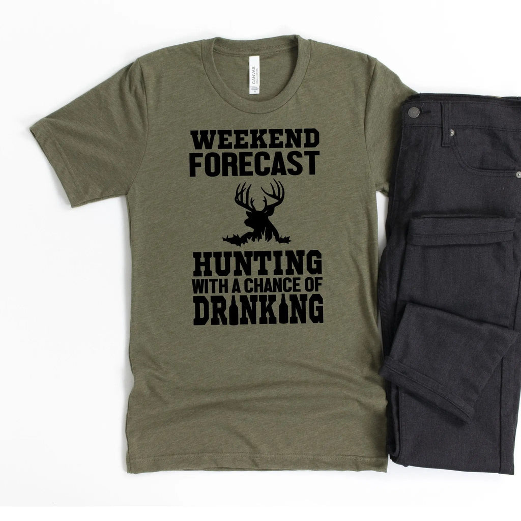 Hunting Gift for Men – Hunting with a Chance of Drinking T-Shirt | Funny Men's Shirt