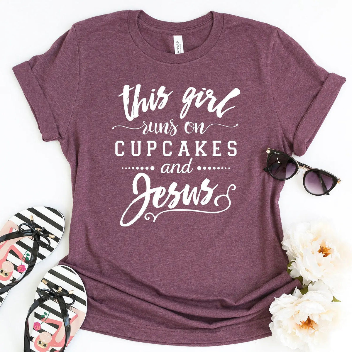 Christian Women's T-Shirt – Cupcakes and Jesus Shirt | Soft Bella Canvas Tee