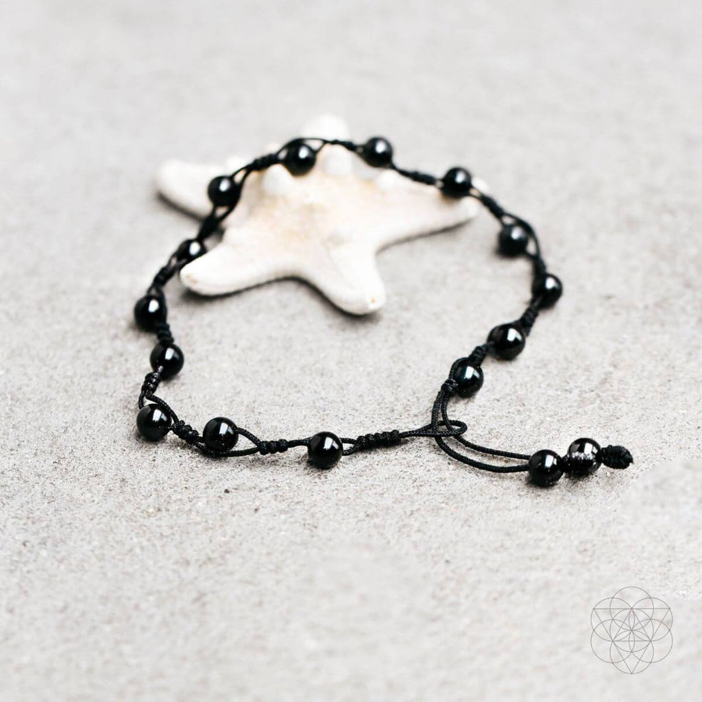 Obsidian Grounding Anklet – Crystal Anklet for Stability, Protection & Grounding