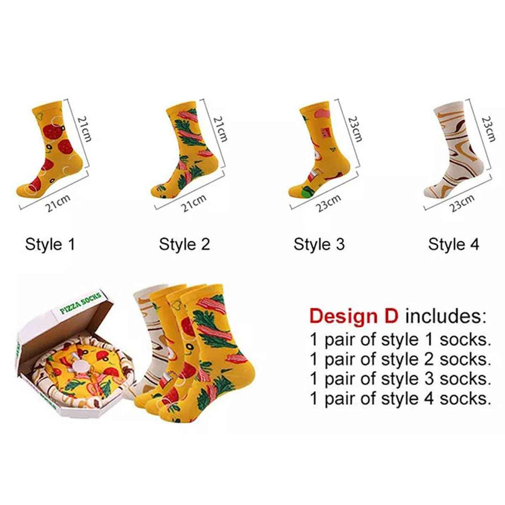Pizza Socks Gift Box – 4 Pairs of Food-Themed Socks